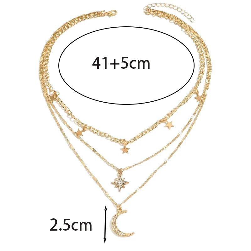 Mehrschichtige Sexy Crescent XINGX-förmige Halskette für Damen
