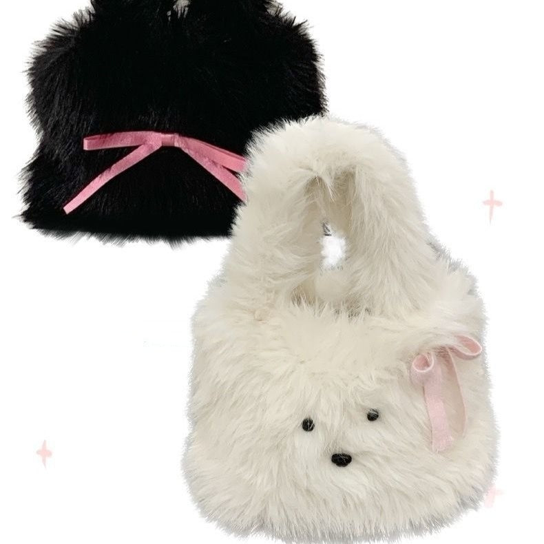 Cute Furry Puppy Bowknot Bag