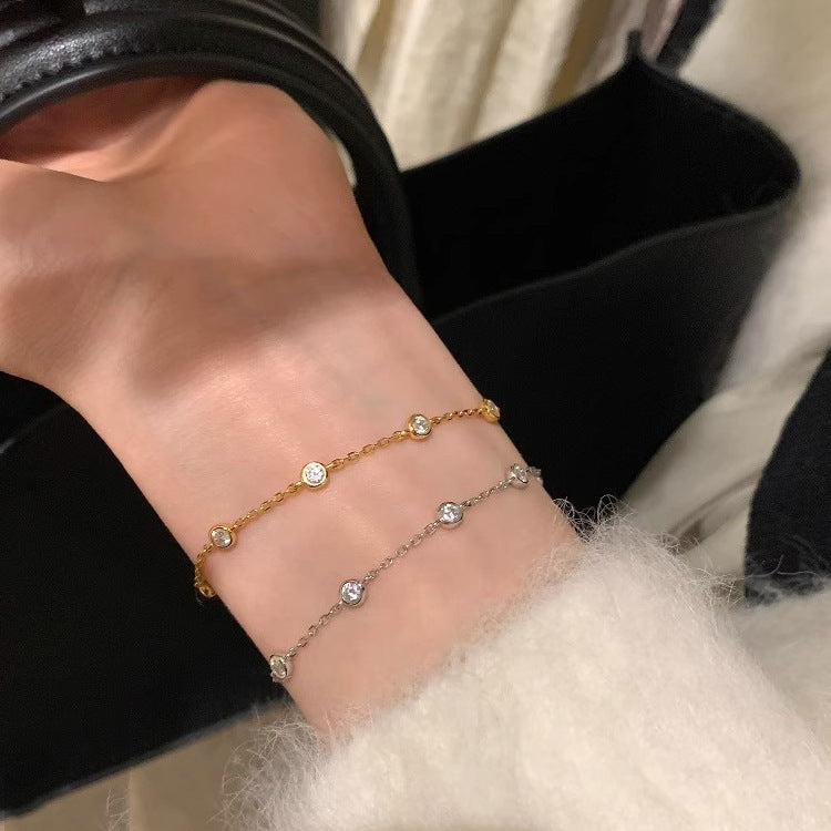Small Round Diamond Light Luxury Bracelet Female Zircon Personality