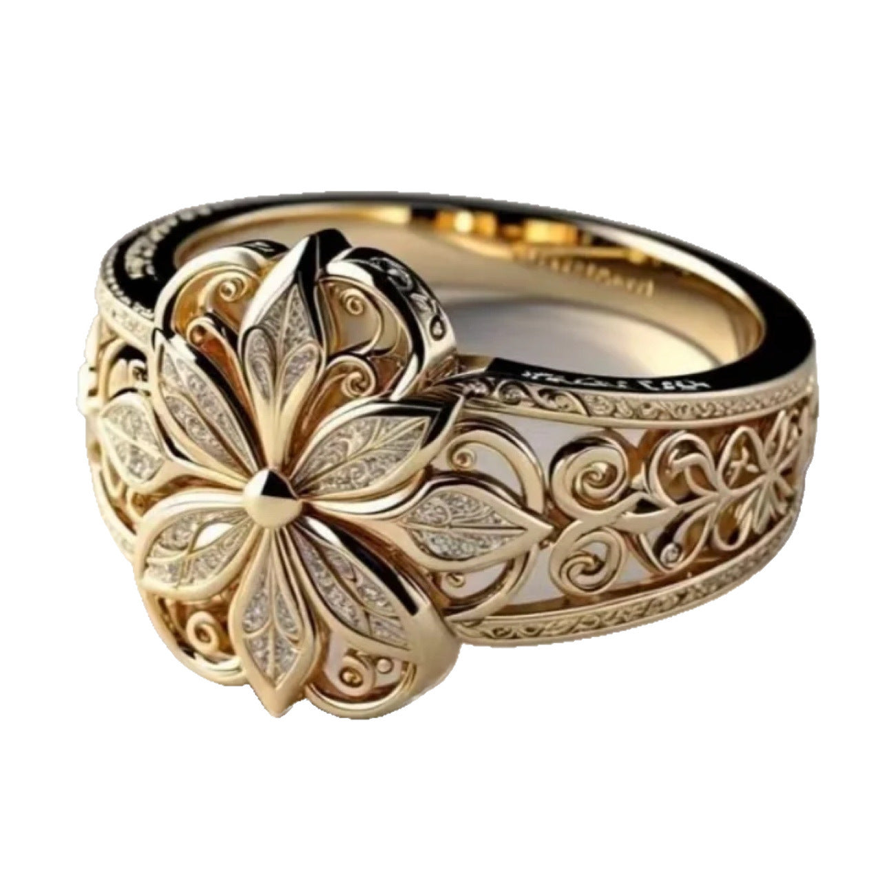French Hollow Court Ring Small Flower Index Finger Ring Fashion Lady