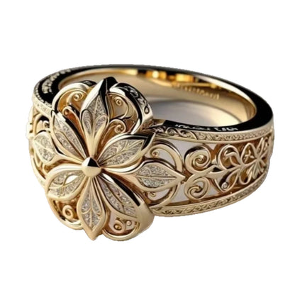 Anillo de corte hueco francés con flor pequeña para el dedo índice, anillo de moda para dama