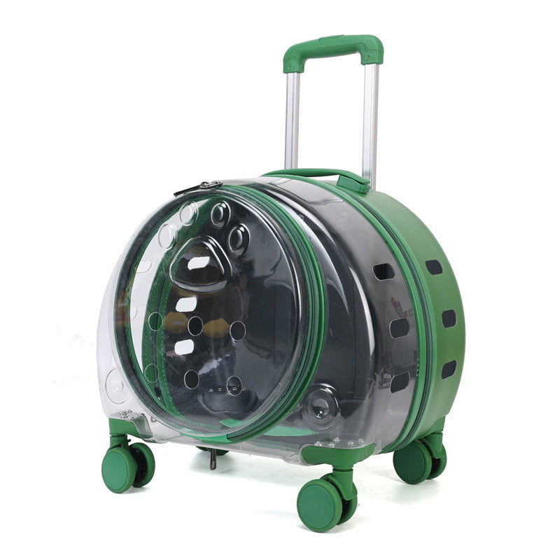 Large Capacity Universal Wheel Fully Transparent Pet Trolley Bag Breathable