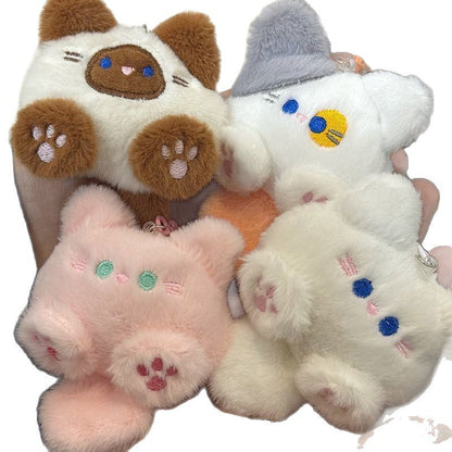 Llavero decorativo con colgante de gato de cola larga de peluche de dibujos animados