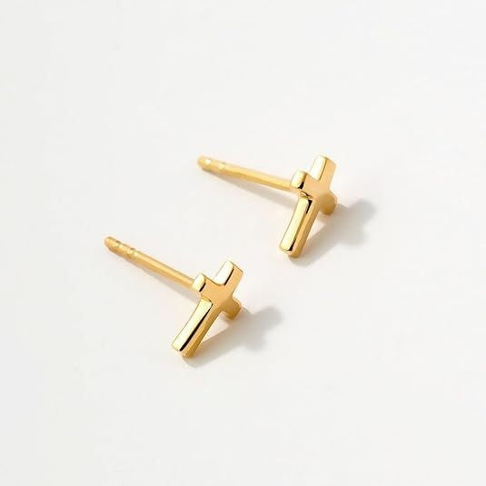 Women's Gold Bow Cross Stud Earrings