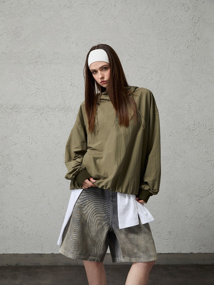 Minimalist Contrast Color Hooded Sun Protection Clothing
