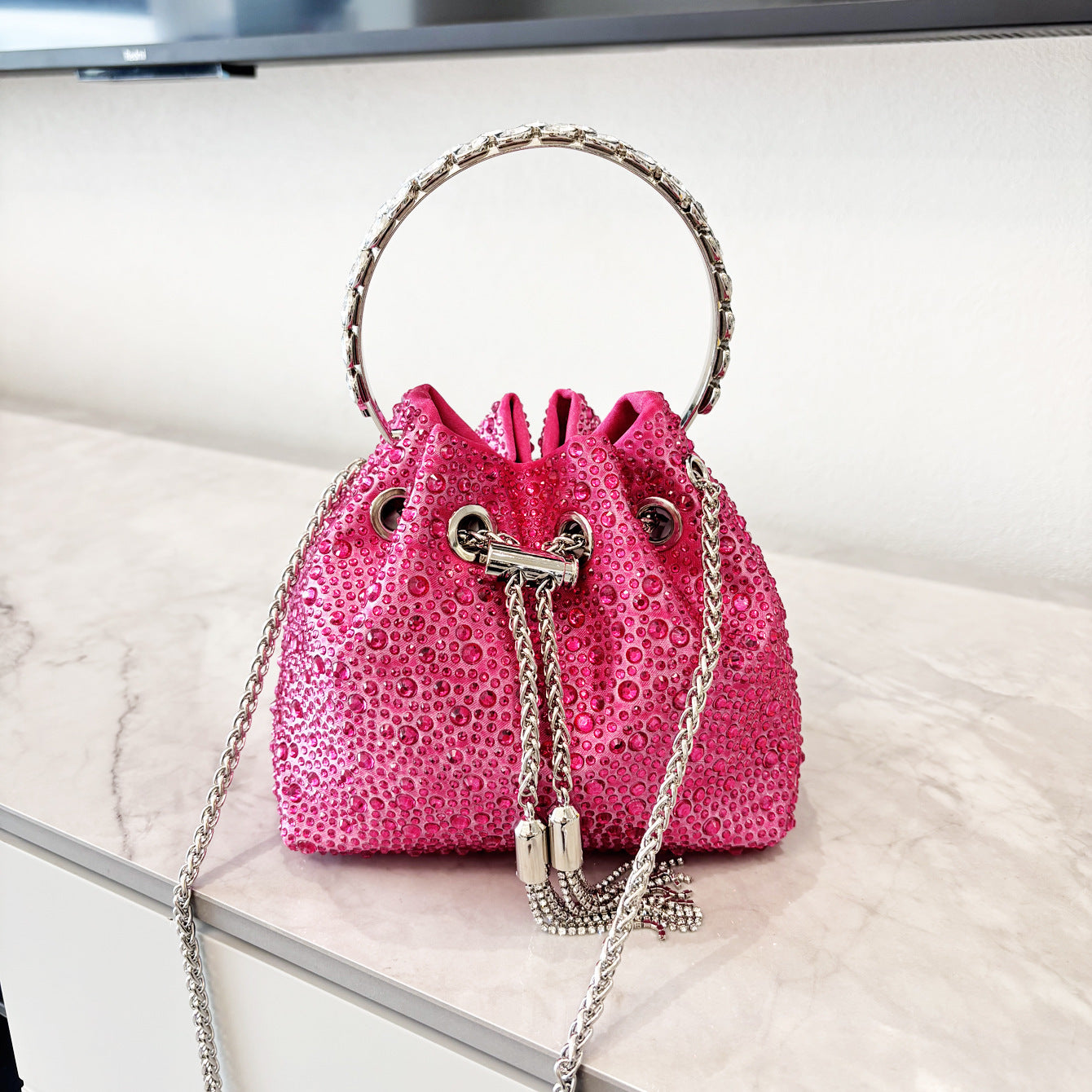 Drawstring Rhinestone Women's Bag