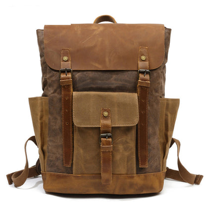 Mochila de lona y cuero de caballo para hombre