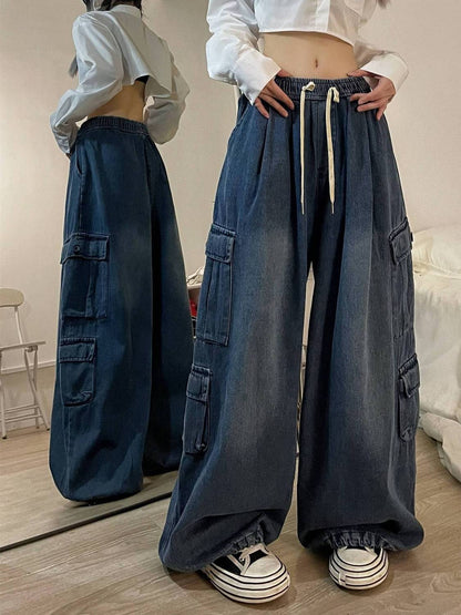 Jeans Tooling Loose Wide Leg Pants Damen