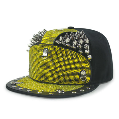 Punk Diamond Armor Tip Rivet Hip Hop Flachkrempe Hut