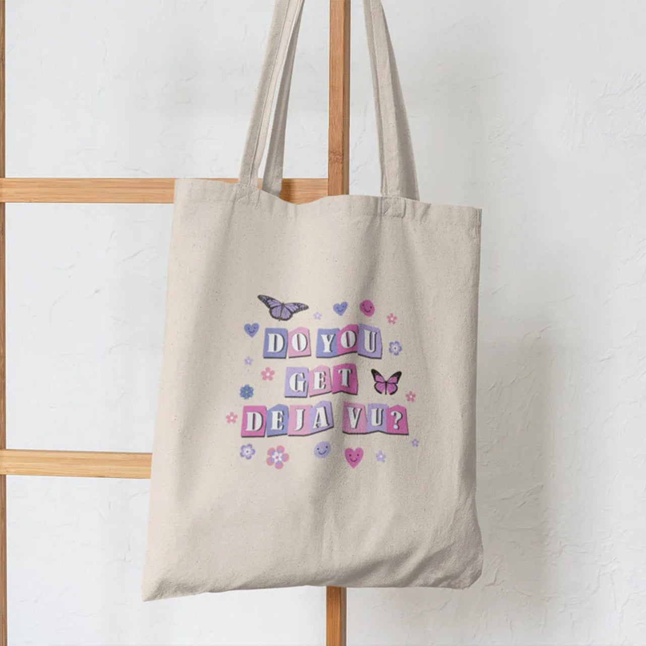 Butterfly Mushroom Printed Canvas Bag Shoulder Bag