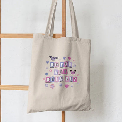 Bolsa de lona con estampado de mariposa y hongo