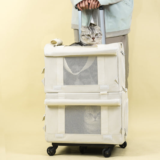 Pet Trolley Double-deck Bus Luggage Cat Bag Portable