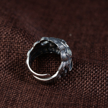 Anillo de diamantes personalizado dominante con patrón Jibeast, anillo abierto