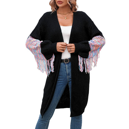 Suéter de punto con borlas informal de moda para mujer