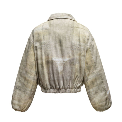 Herrenjacke mit amerikanischem Retro-3D-Druck und Baumwollpolsterung