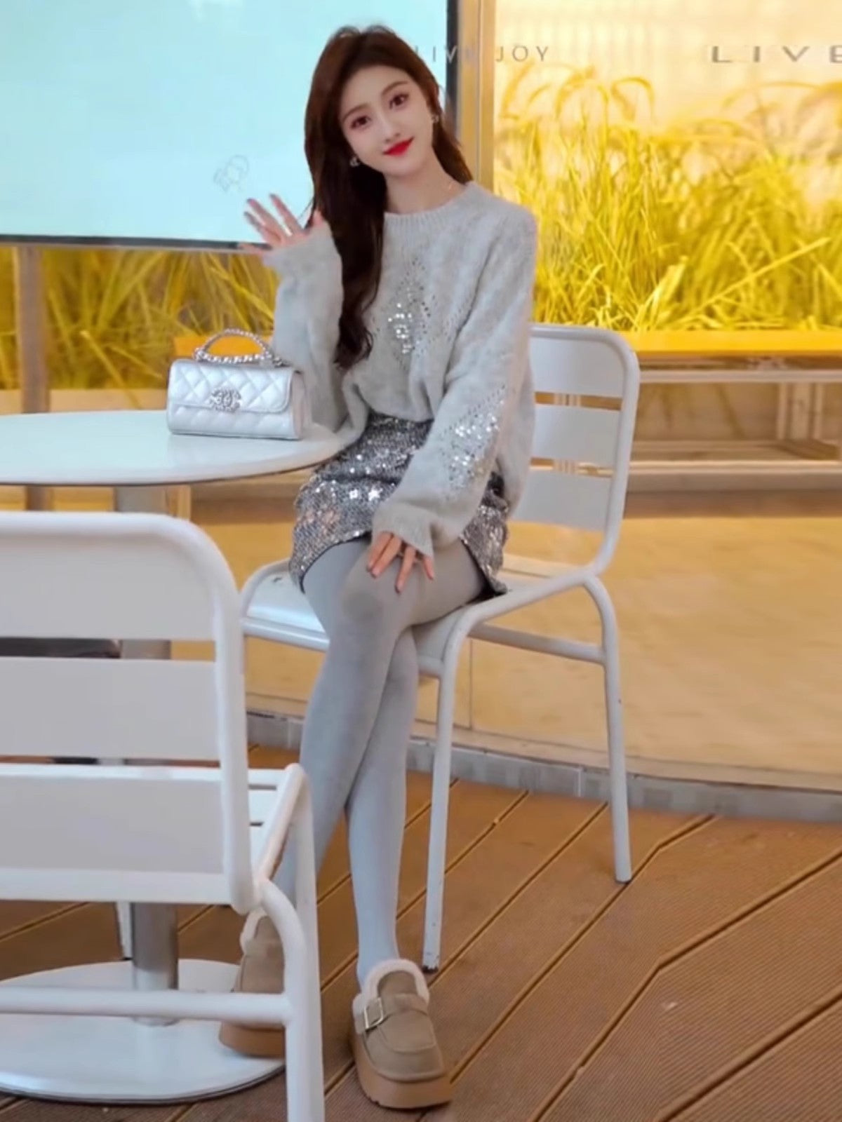 Heavy Embroidery Sequins Loose Sweater Idle Style Loose Outerwear Knitwear