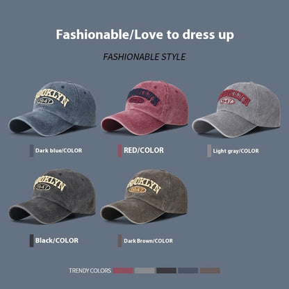 Gorra con visera bordada con letras lavadas retro para hombre, con protección solar para primavera y verano