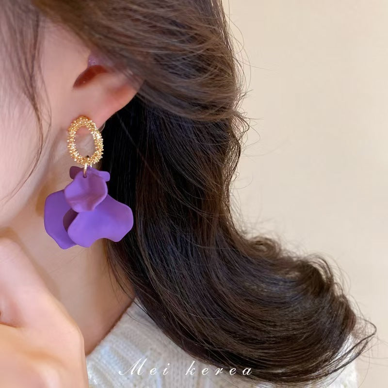 Petal Earrings Niche Design Advanced Cold Wind