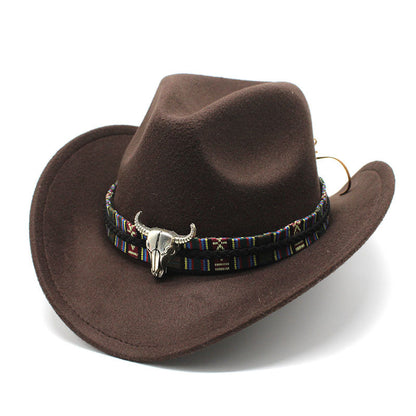 Sombrero de vaquero occidental de lana de jazz para hombre y mujer, estilo nacional