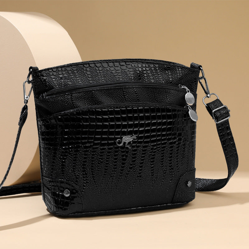Velouria Croco Pattern Messenger Bag