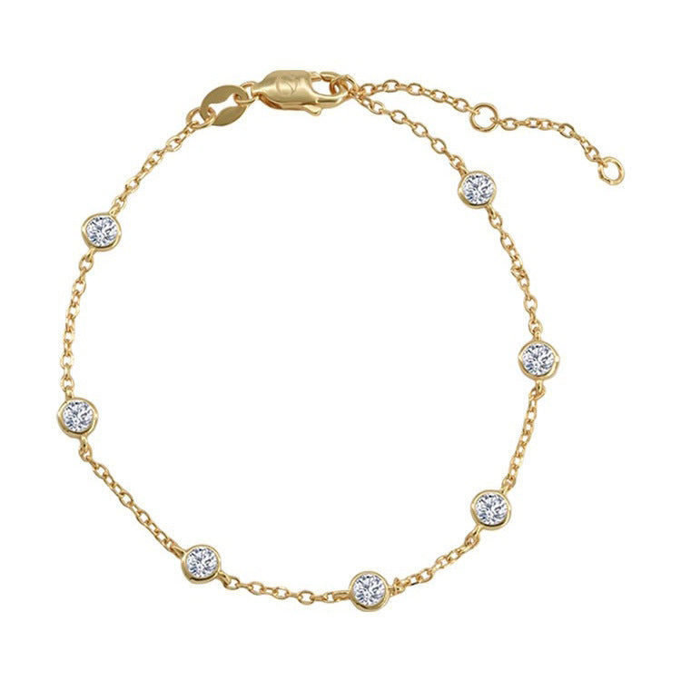Small Round Diamond Light Luxury Bracelet Female Zircon Personality