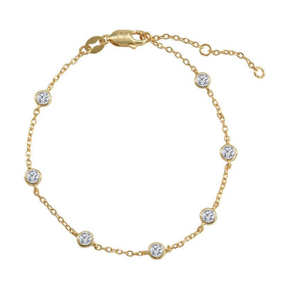 Pulsera de lujo con diamantes redondos pequeños y ligeros con personalidad de circonita para mujer