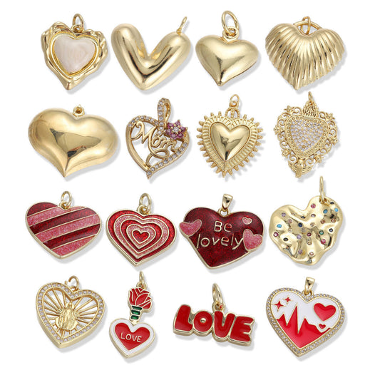 Oil Dripping Red Love Pendant Micro Inlaid Zircon Accessories