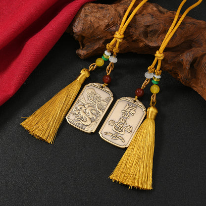 Collar con colgante de cobre amarillo puro con símbolo de paz