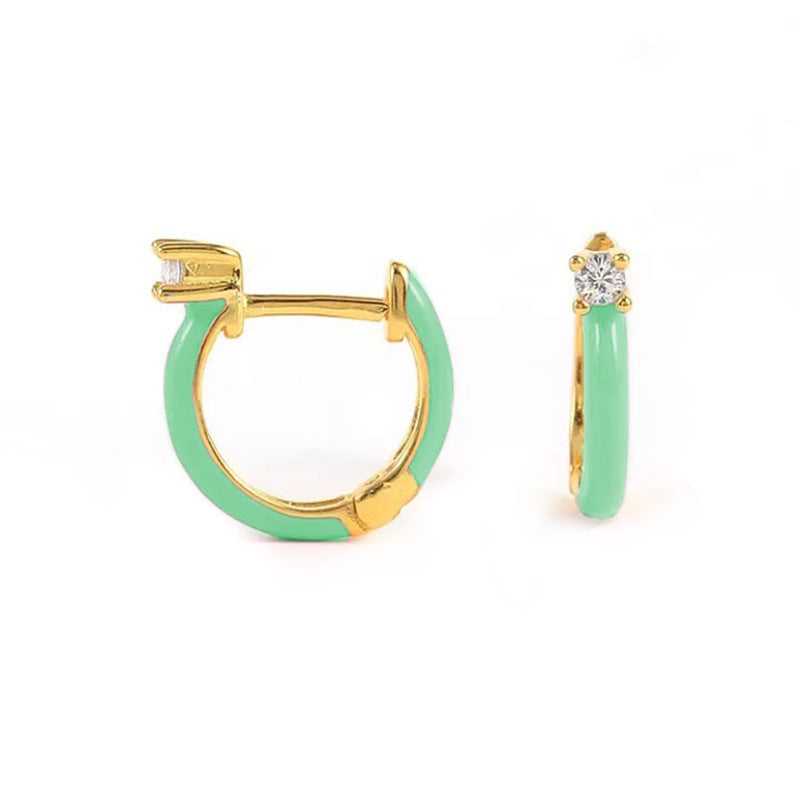 Diamond-embedded Hand-dripping Oil Stylish Simple And Versatile Creative Earrings