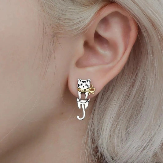 Graffiti Cat Earrings Original Niche Sweet Cool