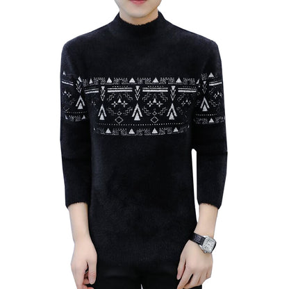 Mink Fleece Half Turtleneck Men's Fleece Warm Sweater