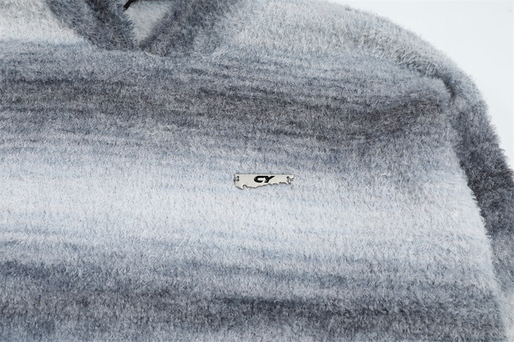 Gradient Stripes Hooded Sweater Men