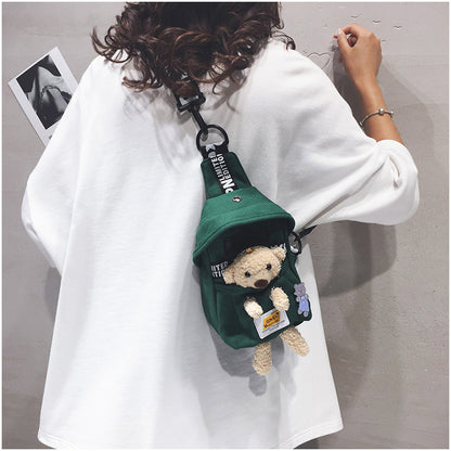 Süße Brusttasche aus Canvas mit Lammmotiv