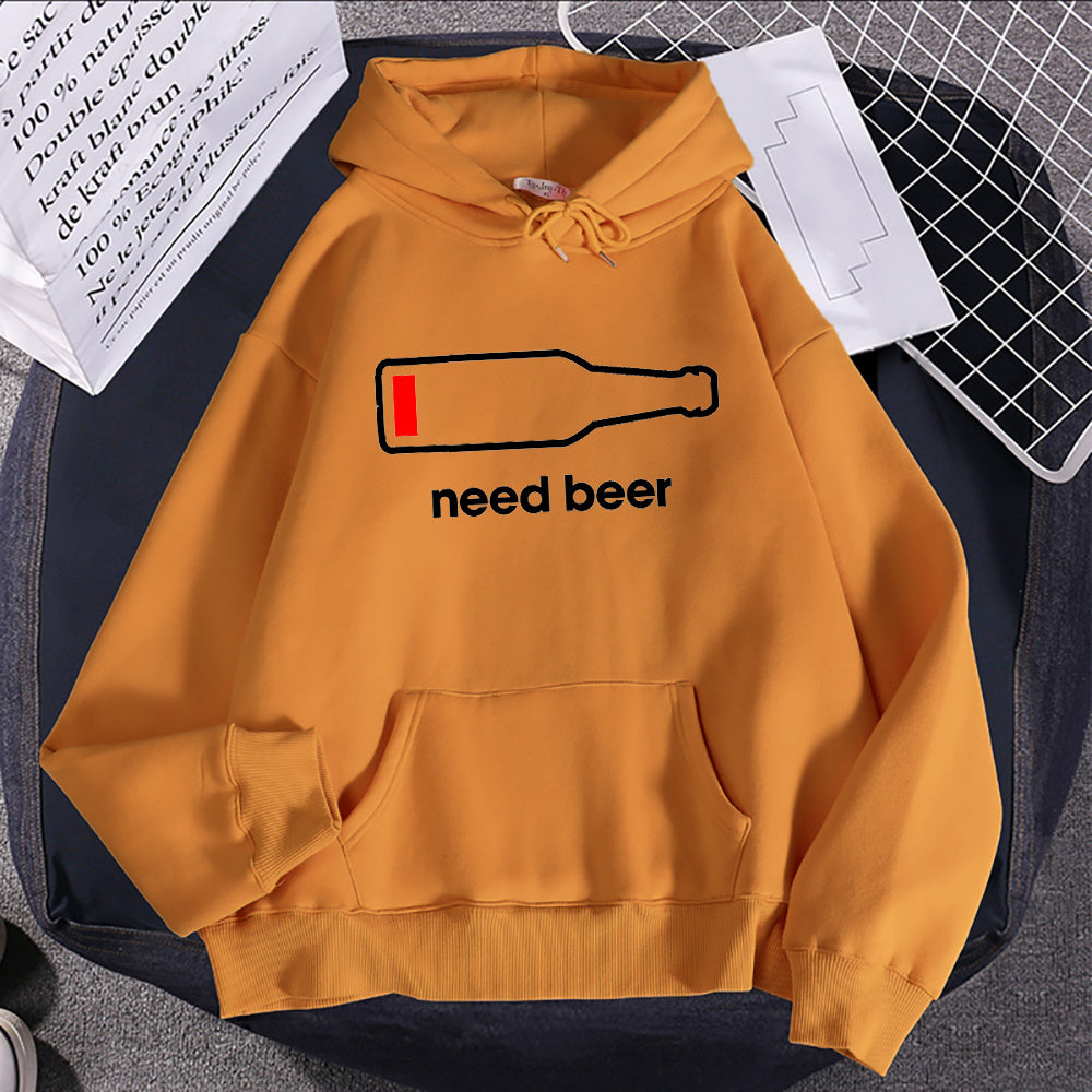 Breathable Casual Women's Hoodie Sweatshirt With Beer Print