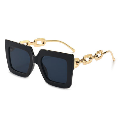 Gafas de sol con cadena cuadrada, gafas de sol retro personalizadas, gafas de sol de moda para mujer