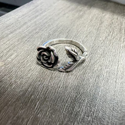 Retro Blau Emaille Rose Persönlichkeit All-Match Ring