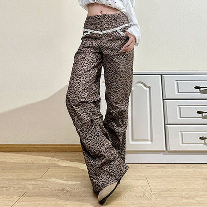 Pantalones casuales ajustados con estampado de leopardo para mujer