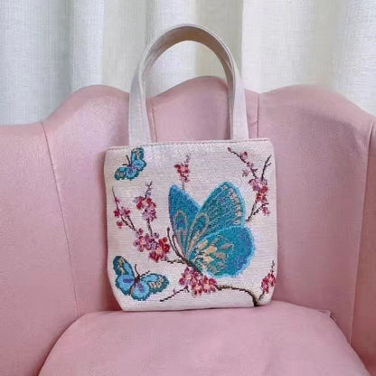 Doppelseitige kleine Tasche aus Segeltuch mit Golddraht, verschleißfest