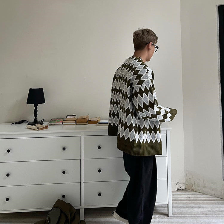V-neck Sweater Cardigan Men's Coat Loose Sweater