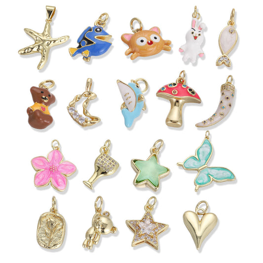 Animal Series Pendant Drop Oil Inlaid Zircon Diy Bracelet Necklace