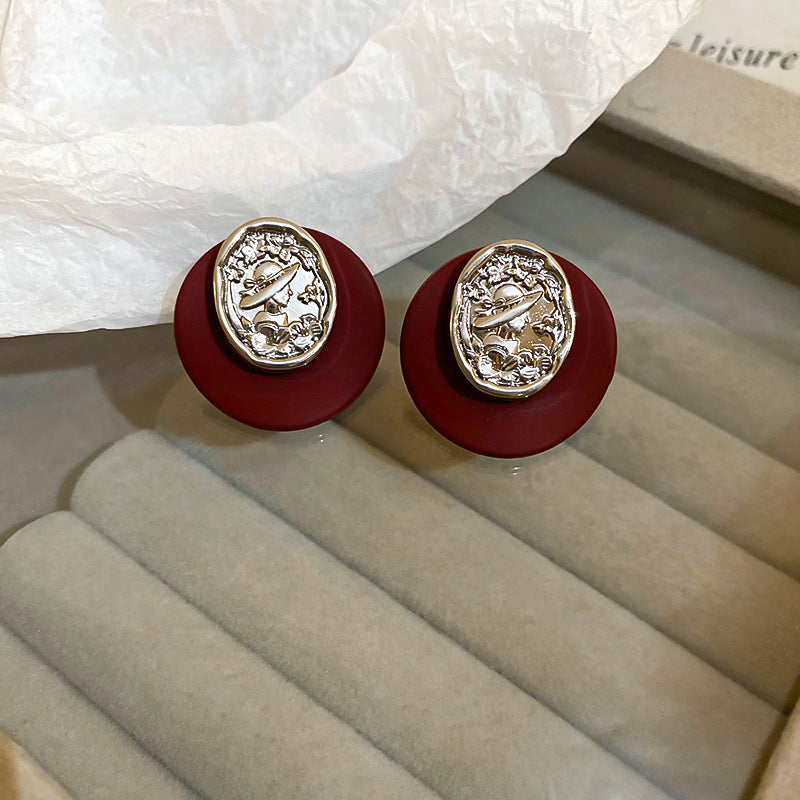 Resin Round Leopard Ear Clip Vintage Unique Earrings