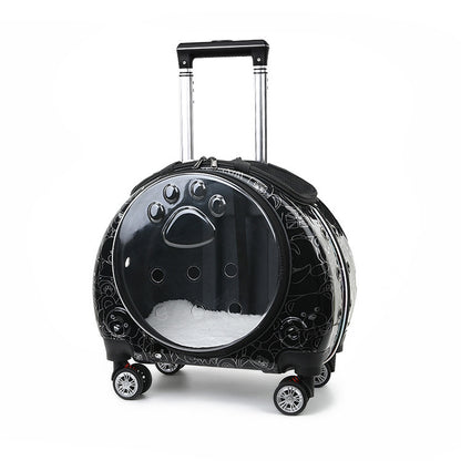 Kleine Haustier-Trolley-Tasche, tragbare Hunde-Wickeltasche, transparente Schultern, Katzentasche, Raumkapsel