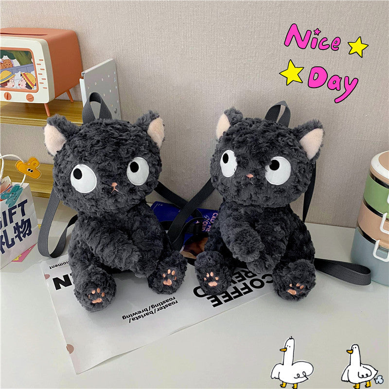 Black Cat Doll Plush Backpack Bags