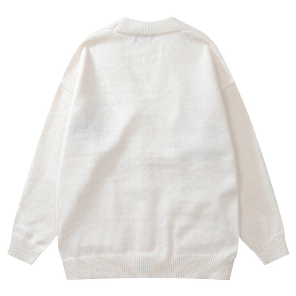 Embroidered V-neck Cardigan Sweater Autumn And Winter