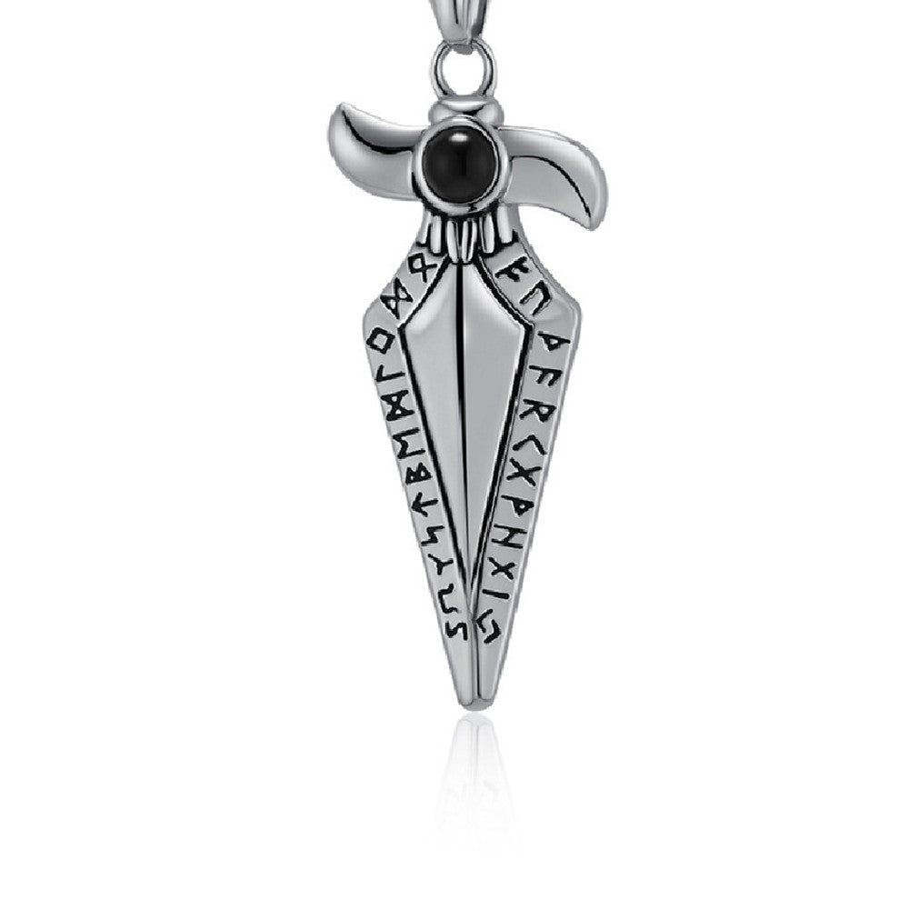 Nordic Retro Viking Text Stainless Steel Necklace