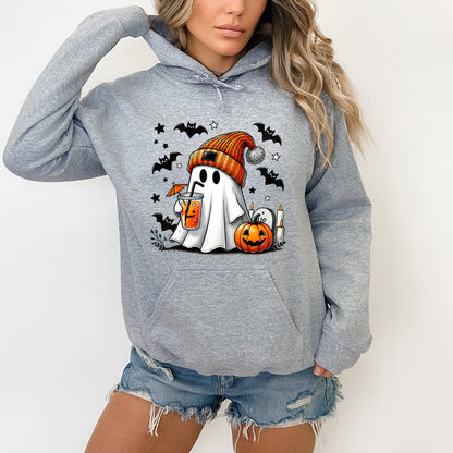 Sudadera con capucha de murciélago, calabaza y fantasma de Halloween para mujer