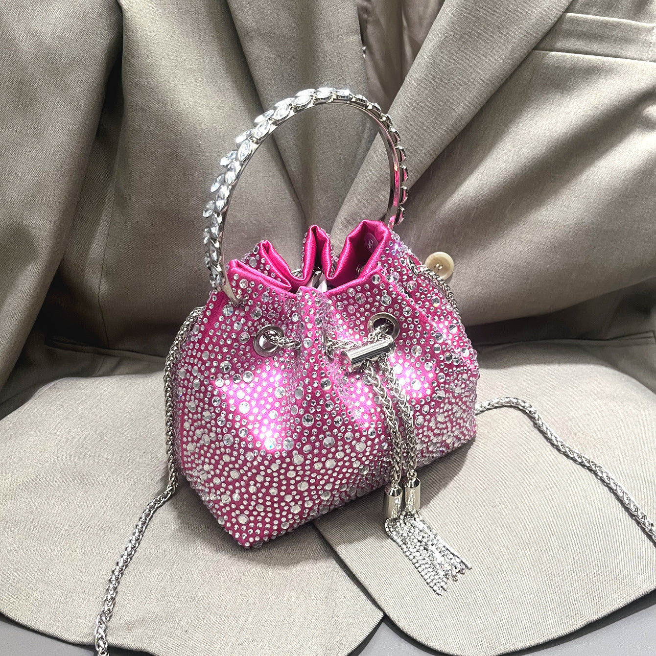Drawstring Rhinestone Women's Bag