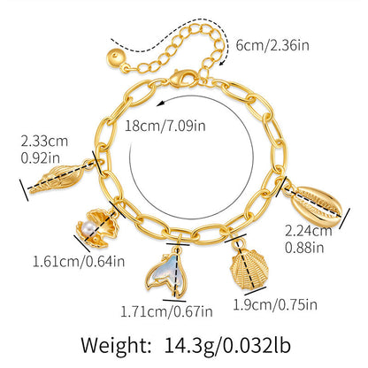 Kupferplattierung 18 Karat Echtgold Farbhaltearmband Retro High Sense Handgefertigtes Anhängerarmband