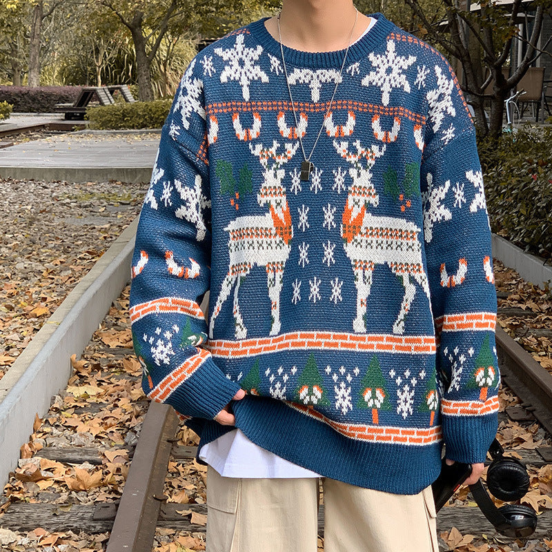 Retro Sweater Men's Loose Couple Pullover Bottoming Shirt