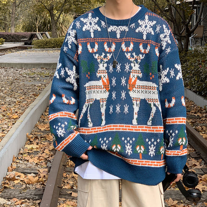 Retro Sweater Men's Loose Couple Pullover Bottoming Shirt